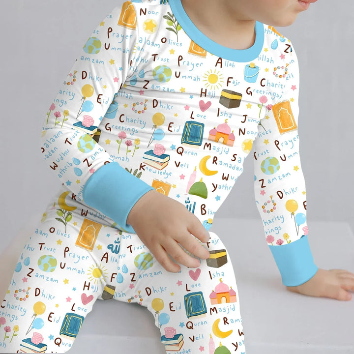 Islamic Alphabet Bamboo Two Piece Long Sleeve Pajama Set