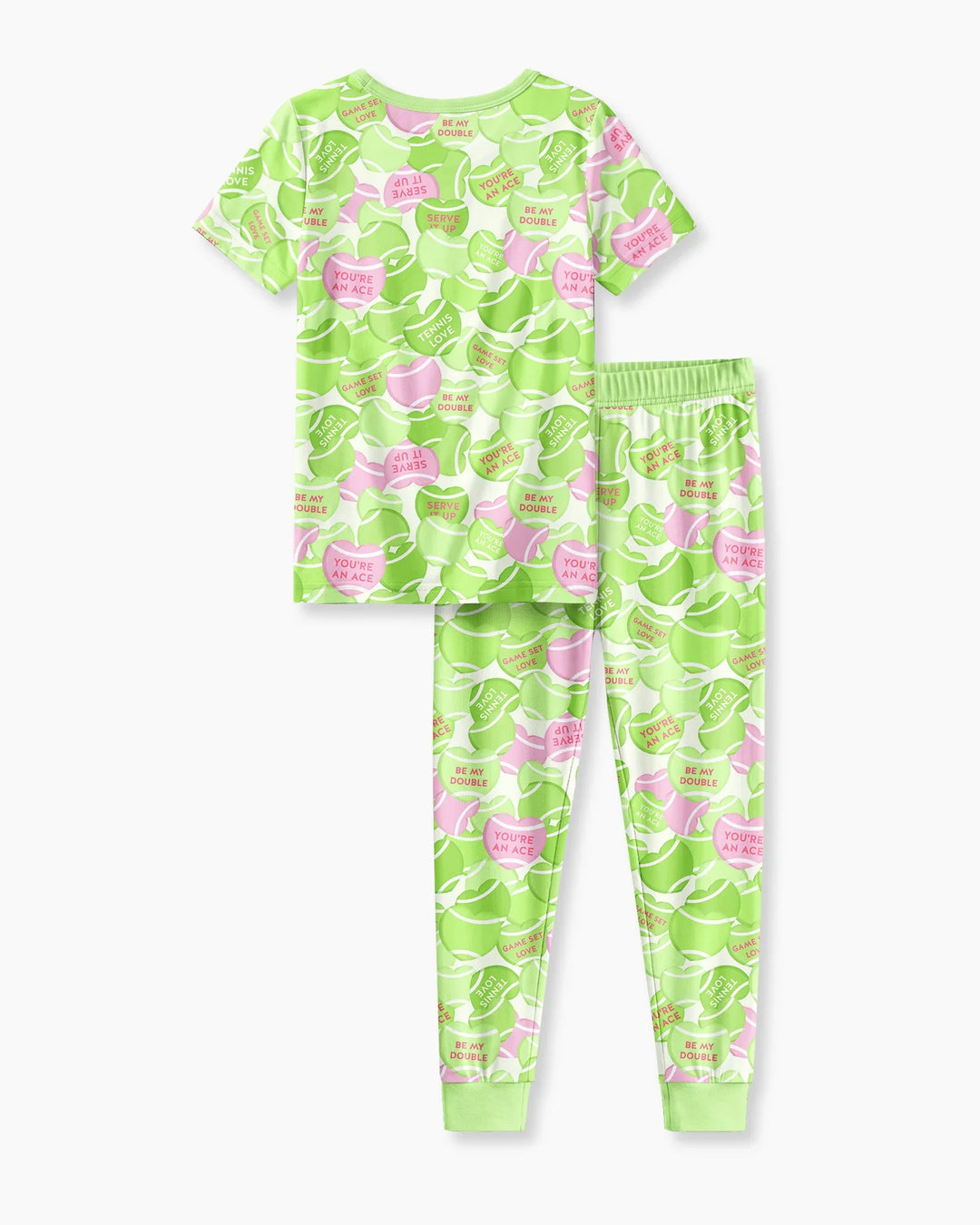 Tennis Candy Family Matching Bamboo Two Piece Short Sleeve Pajama Set