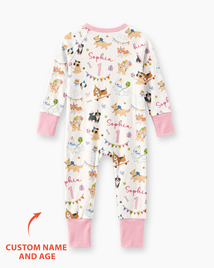 Custom Name Birthday Dogs Party Bamboo Convertible Zippy
