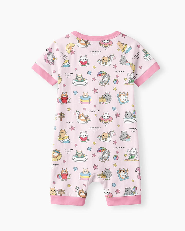 Kawaii Cats Summer Vacation Bamboo Shorty Zippy