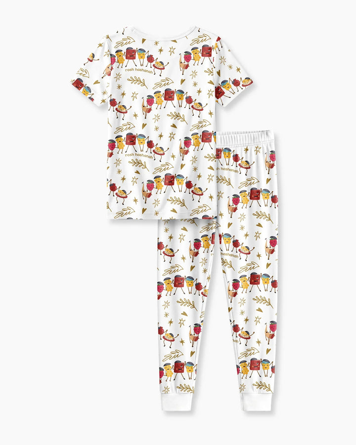 Let's Celebrate Rosh Hashanah Bamboo Two Piece Short Sleeve Pajama Set
