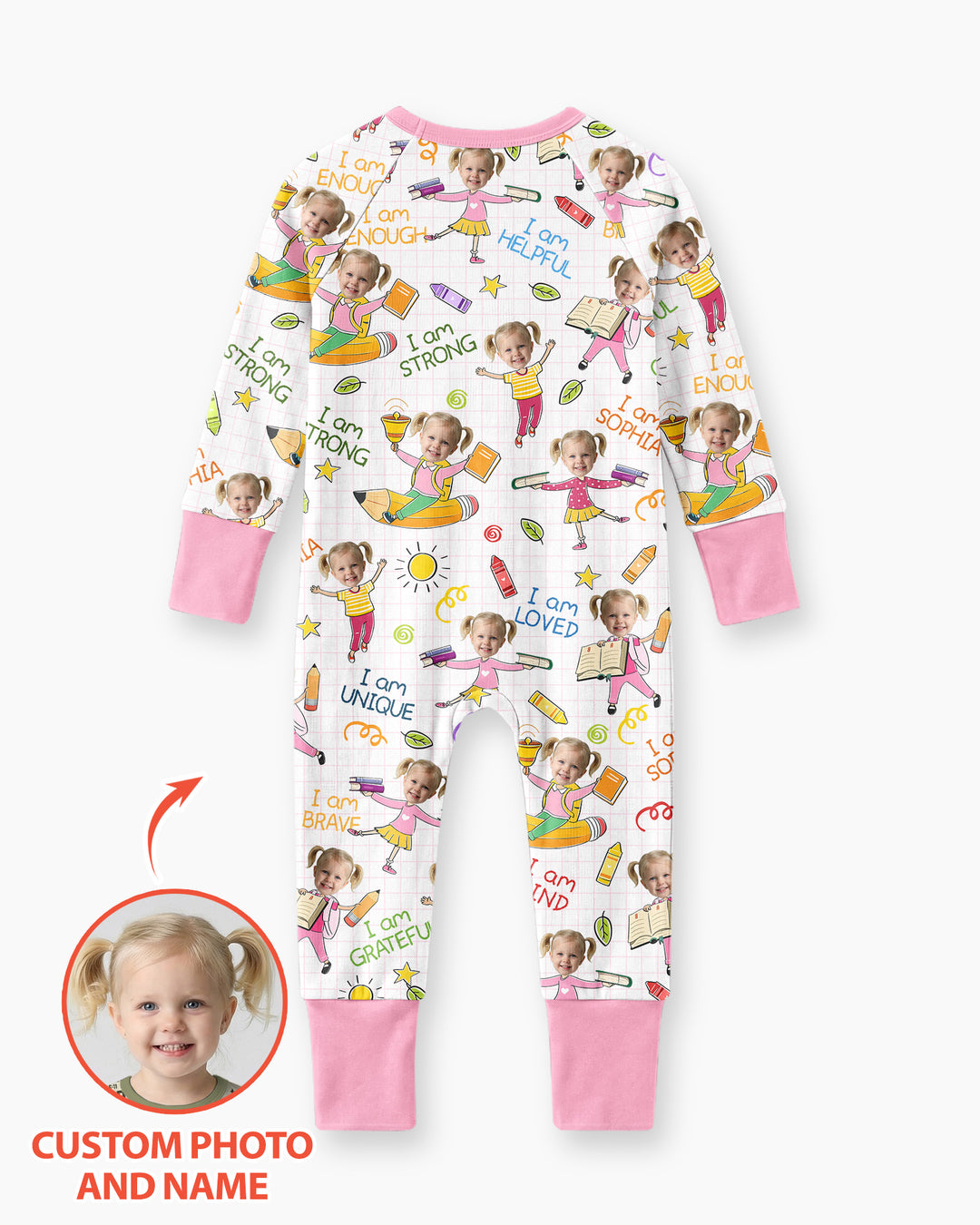 Custom Photo Kid Affirmations I Am Kind Bamboo Convertible Zippy