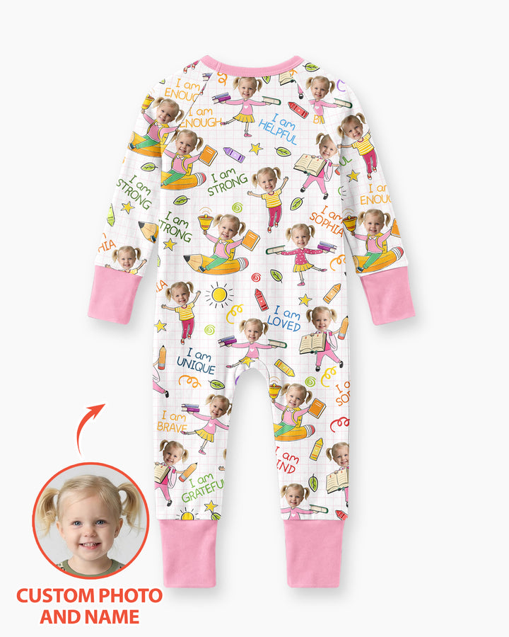 Custom Photo Kid Affirmations I Am Kind Bamboo Convertible Zippy