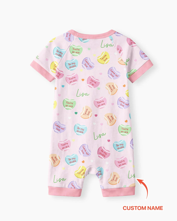 Custom Name Tennis Candy Hearts Bamboo Shorty Zippy