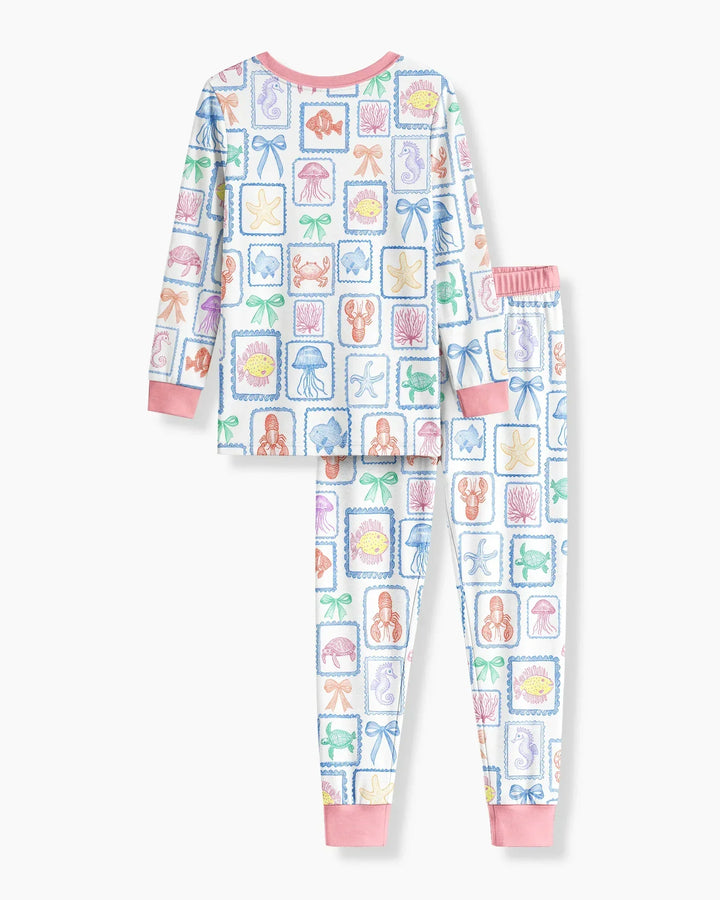 Coastal Treasures Family Matching Bamboo Two Piece Long Sleeve Pajama Set