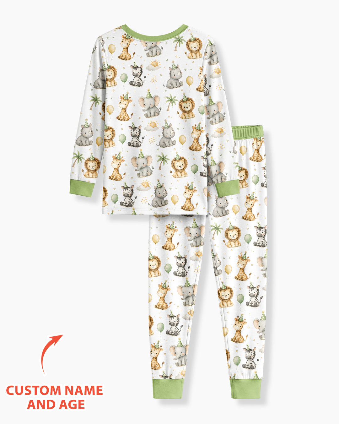 Custom Name Safari Animals When I Wake Up I Will Be Birthday Bamboo Two Piece Long Sleeve Pajama Set