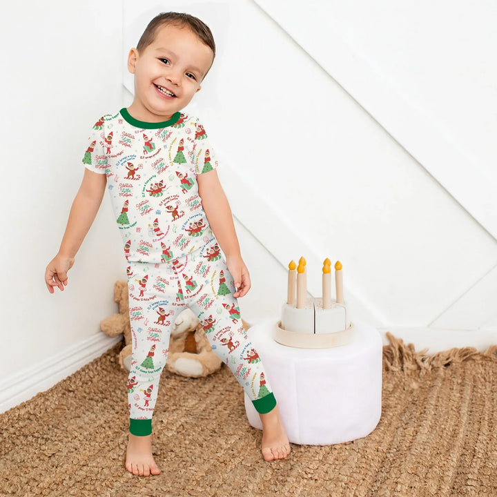 Christmas Elf Bamboo Two Piece Short Sleeve Pajama Set