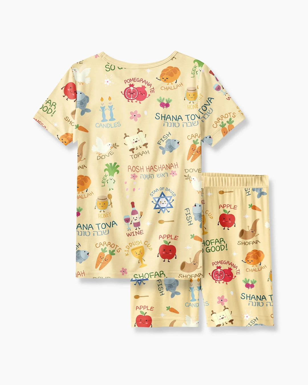 Family Rosh Hashanah Matching Bamboo Two Piece Short Sleeve Shorts Pajama Set