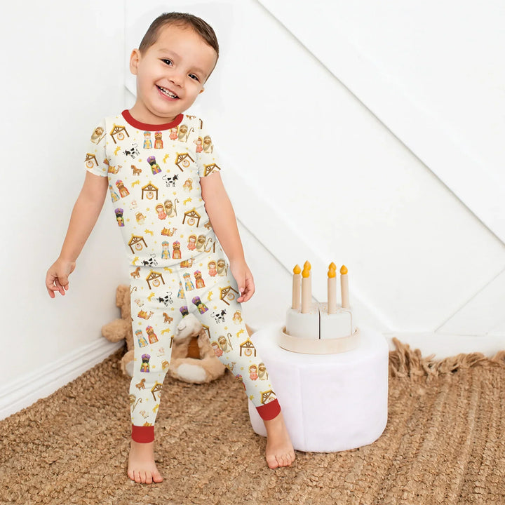 Away In A Manger Bamboo Two Piece Short Sleeve Pajama Set