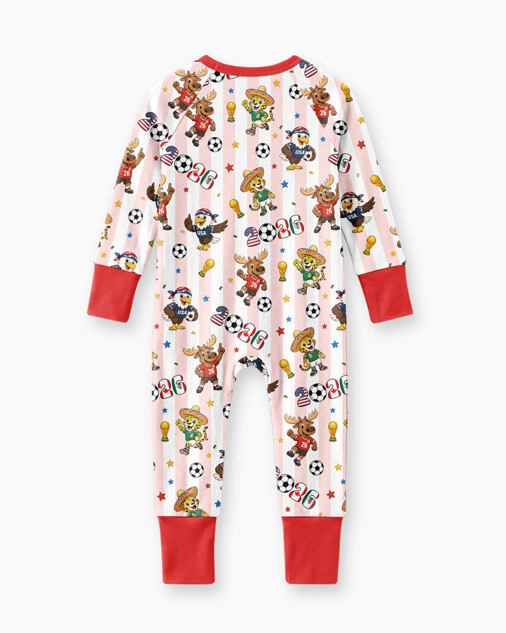 Striped Cute Mascots Soccer Cup 2026 Bamboo Convertible Zippy