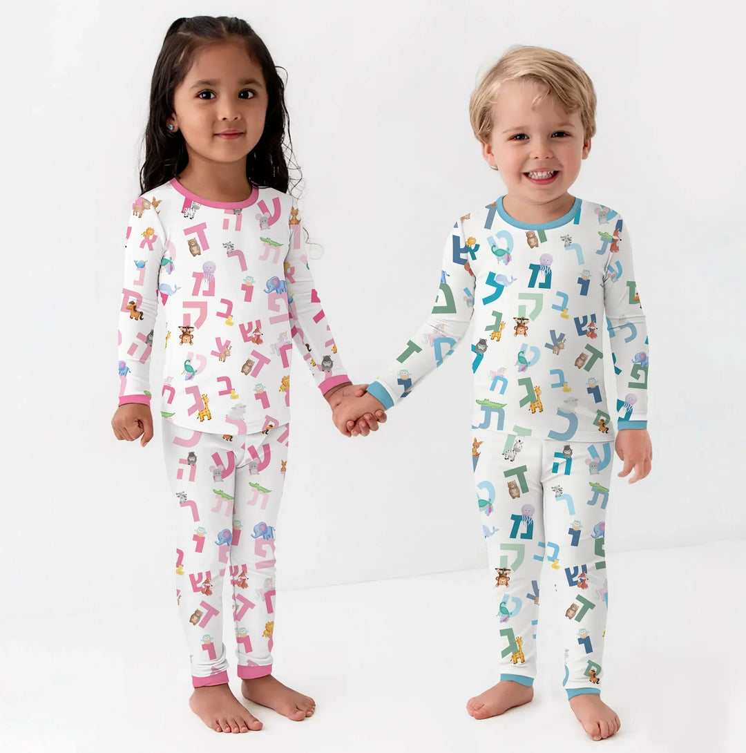Aleph Bet Bamboo Two Piece Long Sleeve Pajama Set