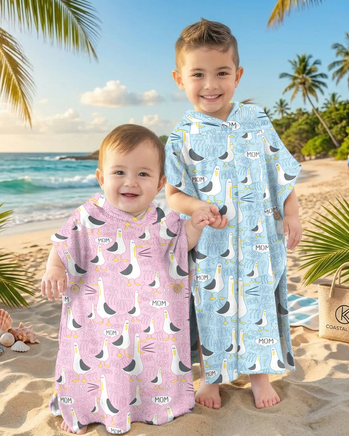 Funny Seagull MOM Bamboo Swim Poncho
