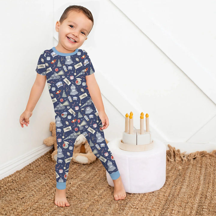Christmas Train Bamboo Two Piece Short Sleeve Pajama Set