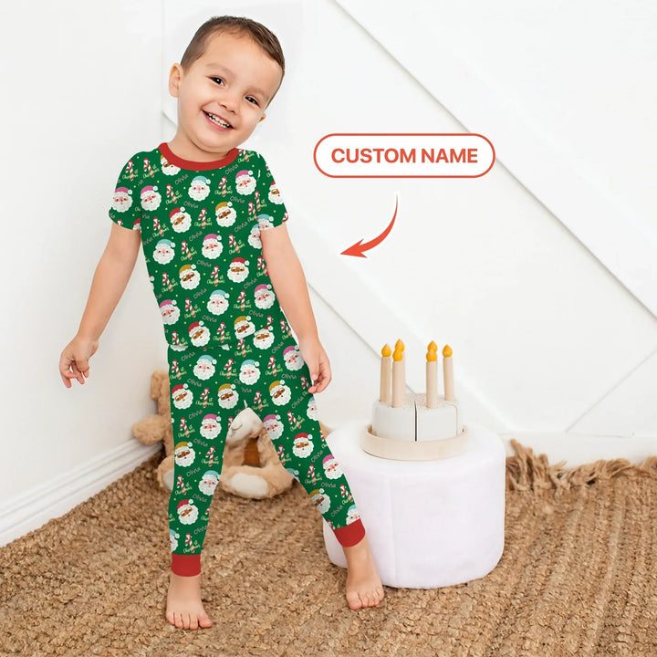 Personalized 1st Christmas Two Piece Short Sleeve Pajama Set , Personalized 1st Christmas Two Piece Short Sleeve Pajama Set - 12-18M