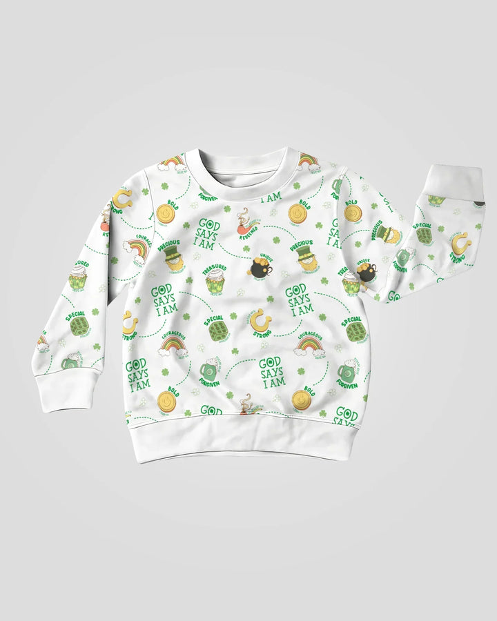 St Patrick's Day God Says I Am Bamboo Crewneck Sweatshirt