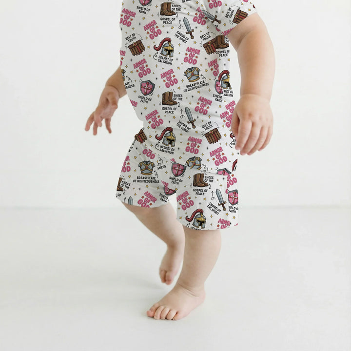 Armor of God Bamboo Two Piece Short Sleeve Shorts Pajama Set