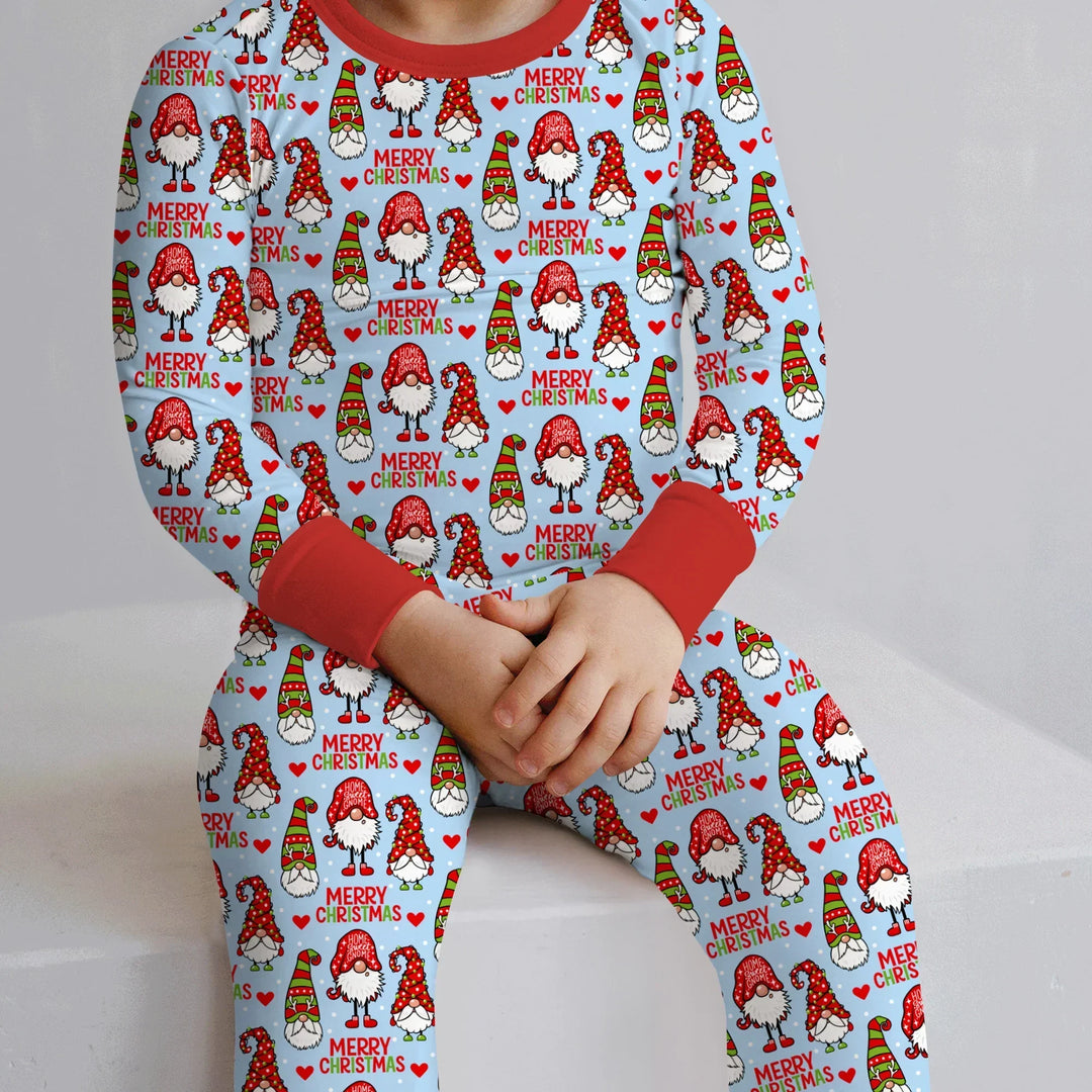 Gnomie Christmas Bamboo Two Piece Long Sleeve Pajama Set