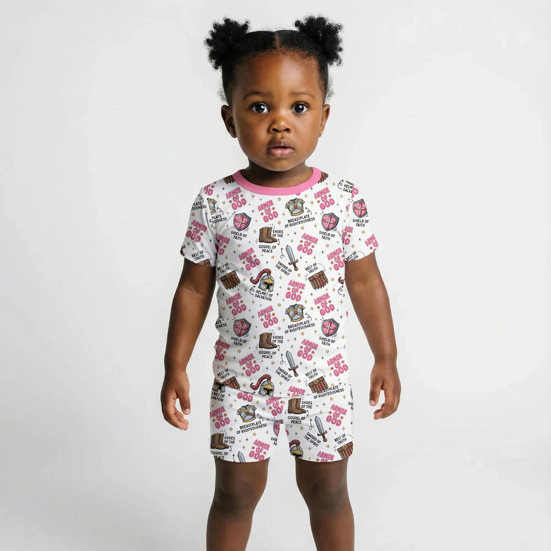 Armor of God Bamboo Two Piece Short Sleeve Shorts Pajama Set