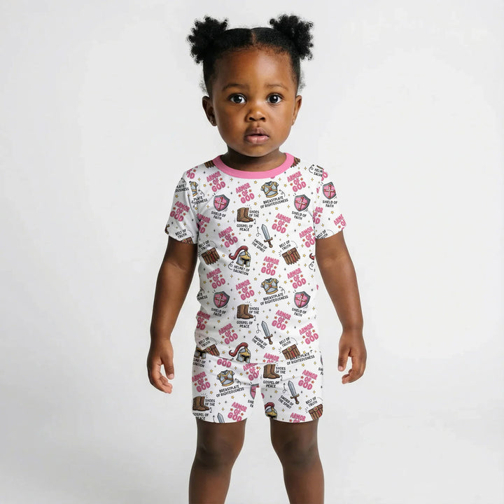 Armor of God Bamboo Two Piece Short Sleeve Shorts Pajama Set