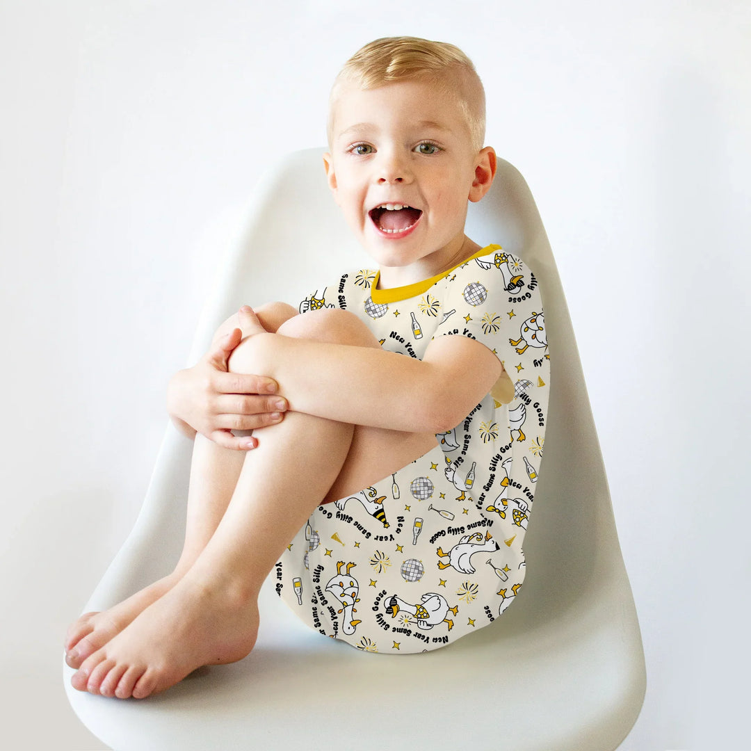 New Year Silly Goose Bamboo Two Piece Short Sleeve Shorts Pajama Set