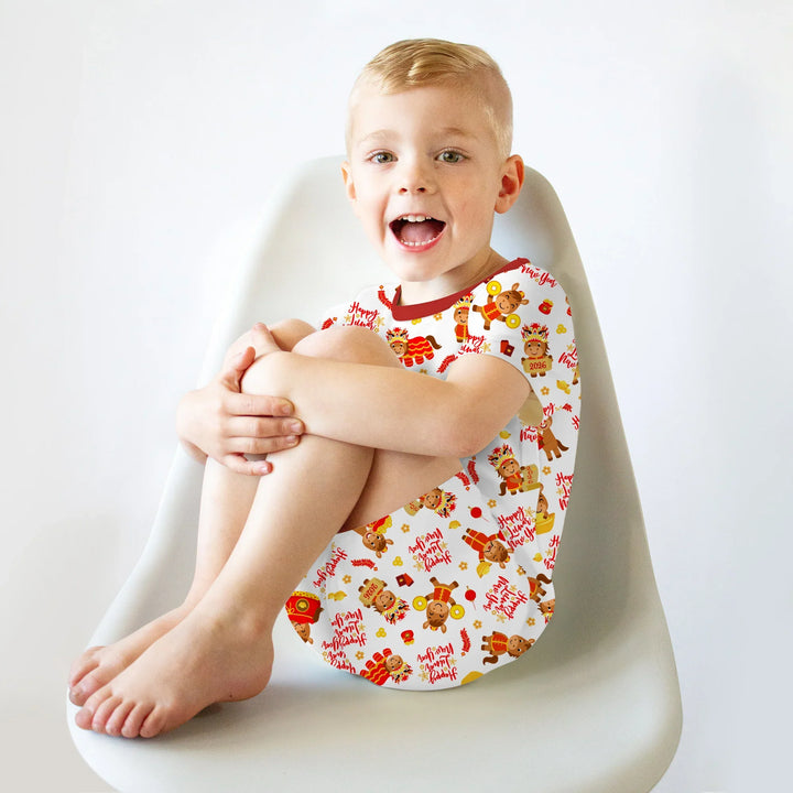 Year of the Horse Bamboo Two Piece Short Sleeve Shorts Pajama Set