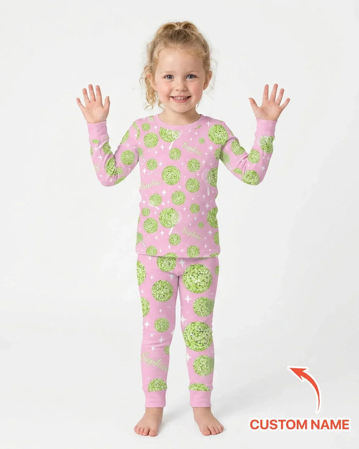Tennis Disco Girl Party Matching Bamboo Two Piece Long Sleeve Pajama Set