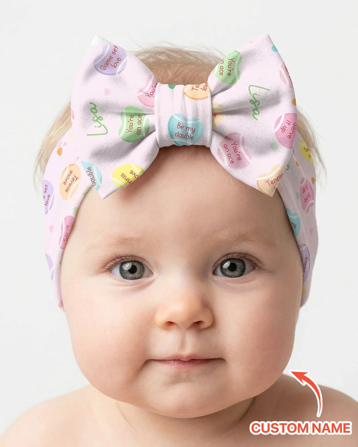 Custom Name Tennis Candy Hearts Headband