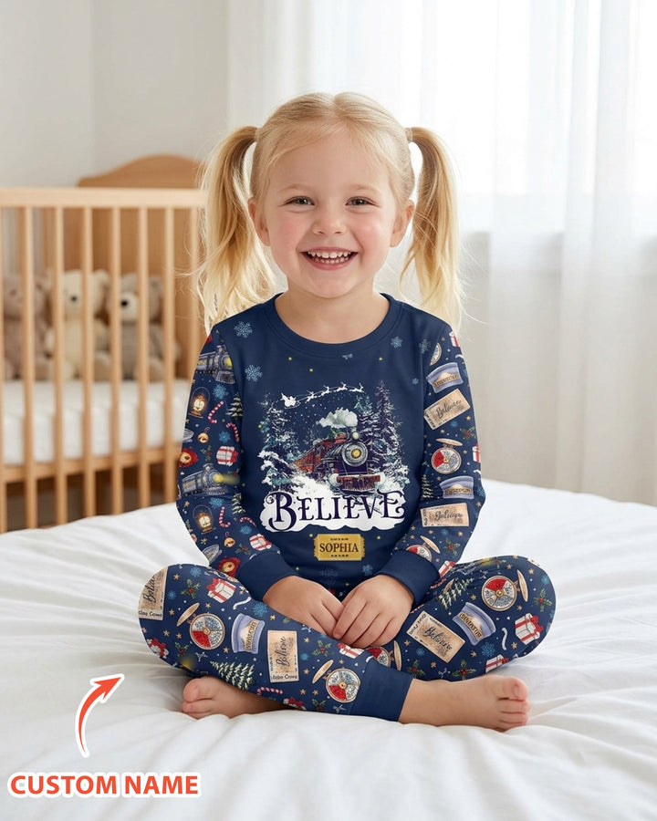 Believe Train Bamboo Two Piece Long Sleeve Pajama Set