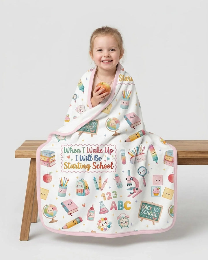When I Wake Up I Will Be Starting School Bamboo Blanket