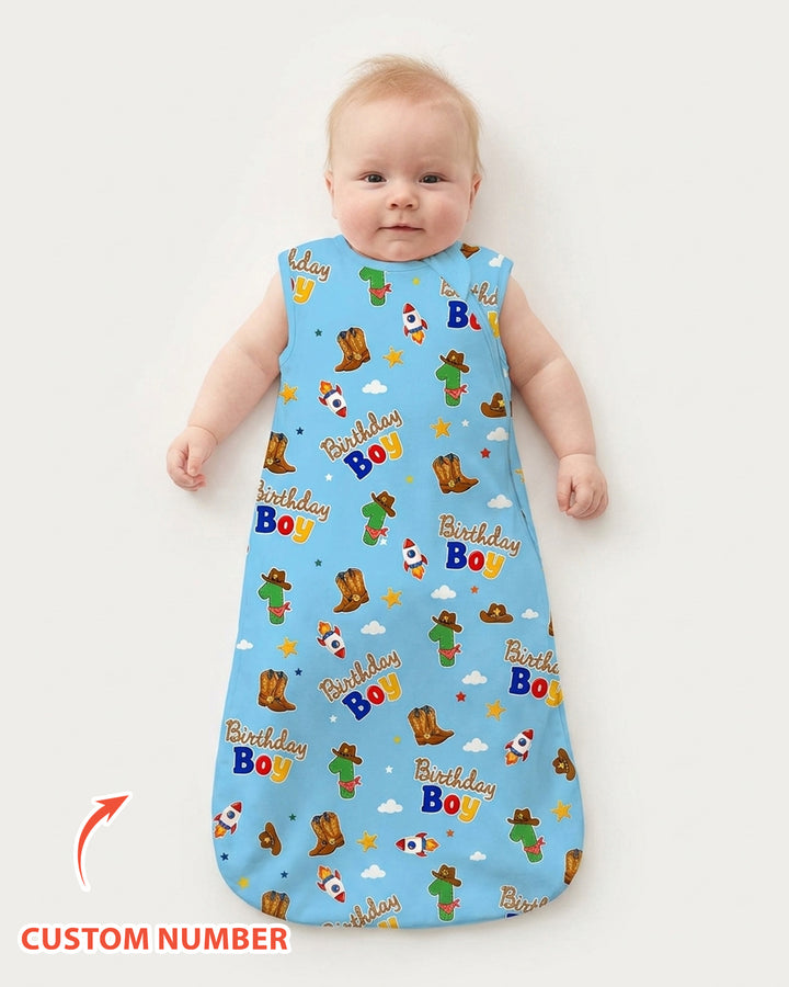 Custom Birthday Western Boy Bamboo Sleep Bag