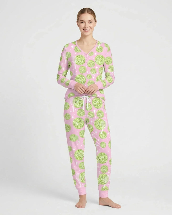 Tennis Disco Girl Party Matching Bamboo Women Pajama Set