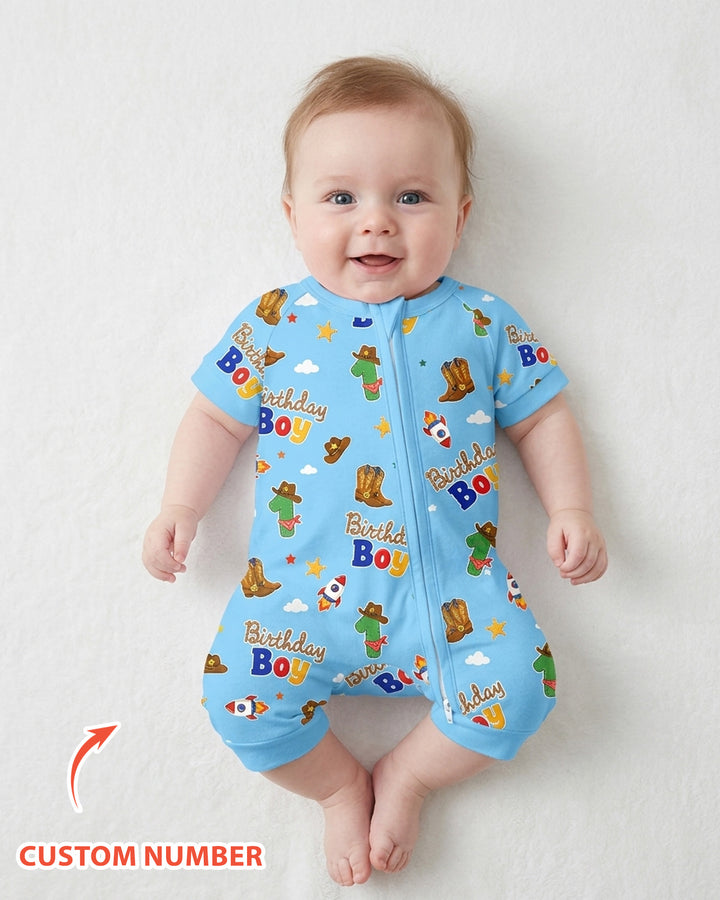 Custom Birthday Western Boy Bamboo Shorty Zippy