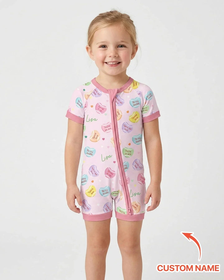 Custom Name Tennis Candy Hearts Bamboo Shorty Zippy