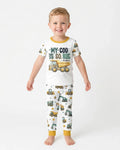 Construction Vehicles My God Is So Big Bamboo Two Piece Short Sleeve Pajama Set