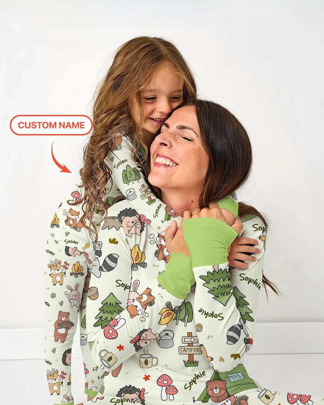 Custom Name Little Camp Buddies Bamboo Women Pajama Set