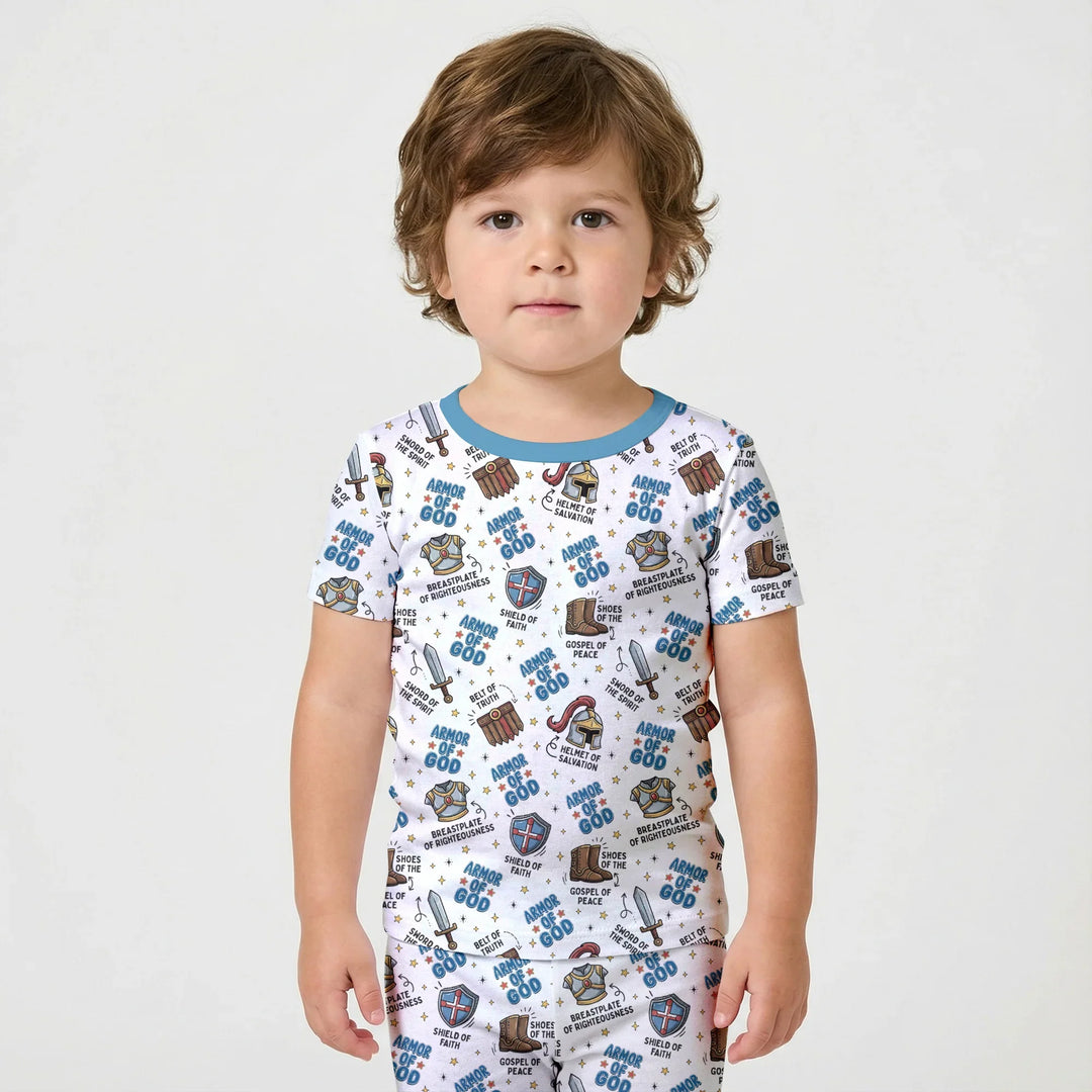 Armor of God Bamboo Two Piece Short Sleeve Shorts Pajama Set