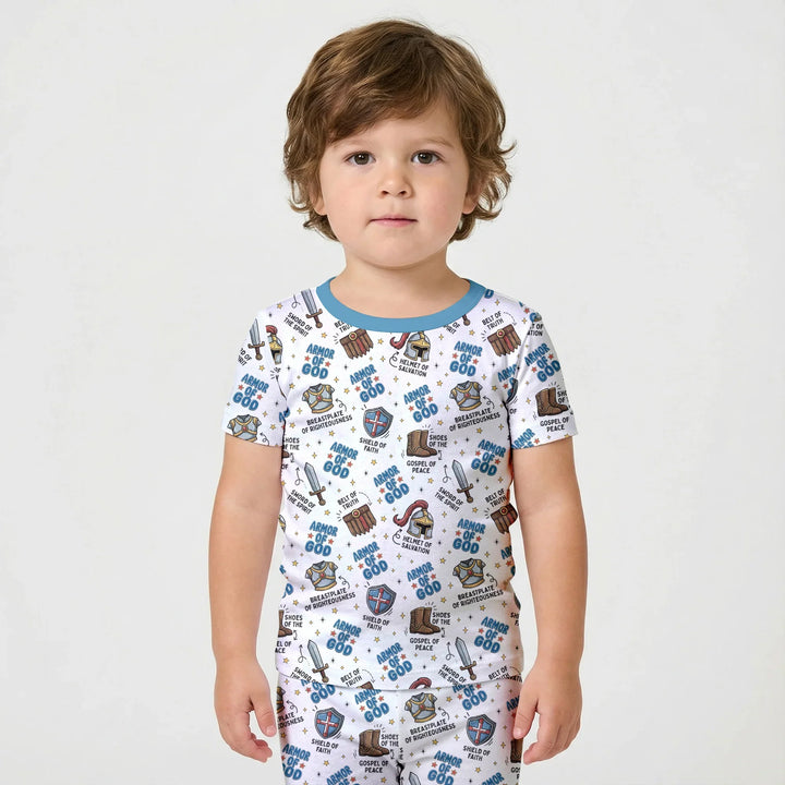 Armor of God Bamboo Two Piece Short Sleeve Shorts Pajama Set
