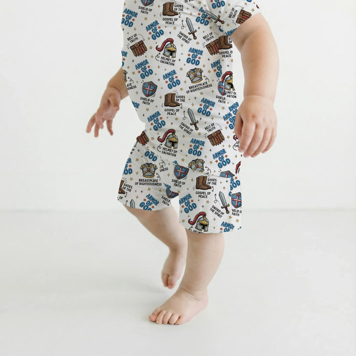 Armor of God Bamboo Two Piece Short Sleeve Shorts Pajama Set