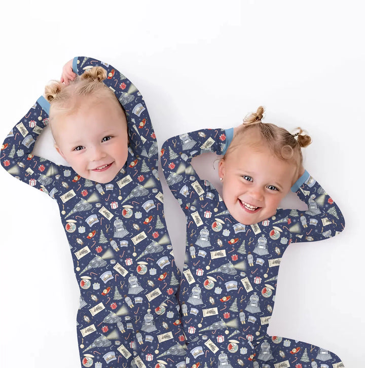 Christmas Train Bamboo Two Piece Long Sleeve Pajama Set