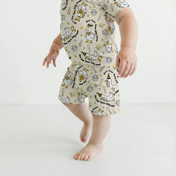 New Year Silly Goose Bamboo Two Piece Short Sleeve Shorts Pajama Set