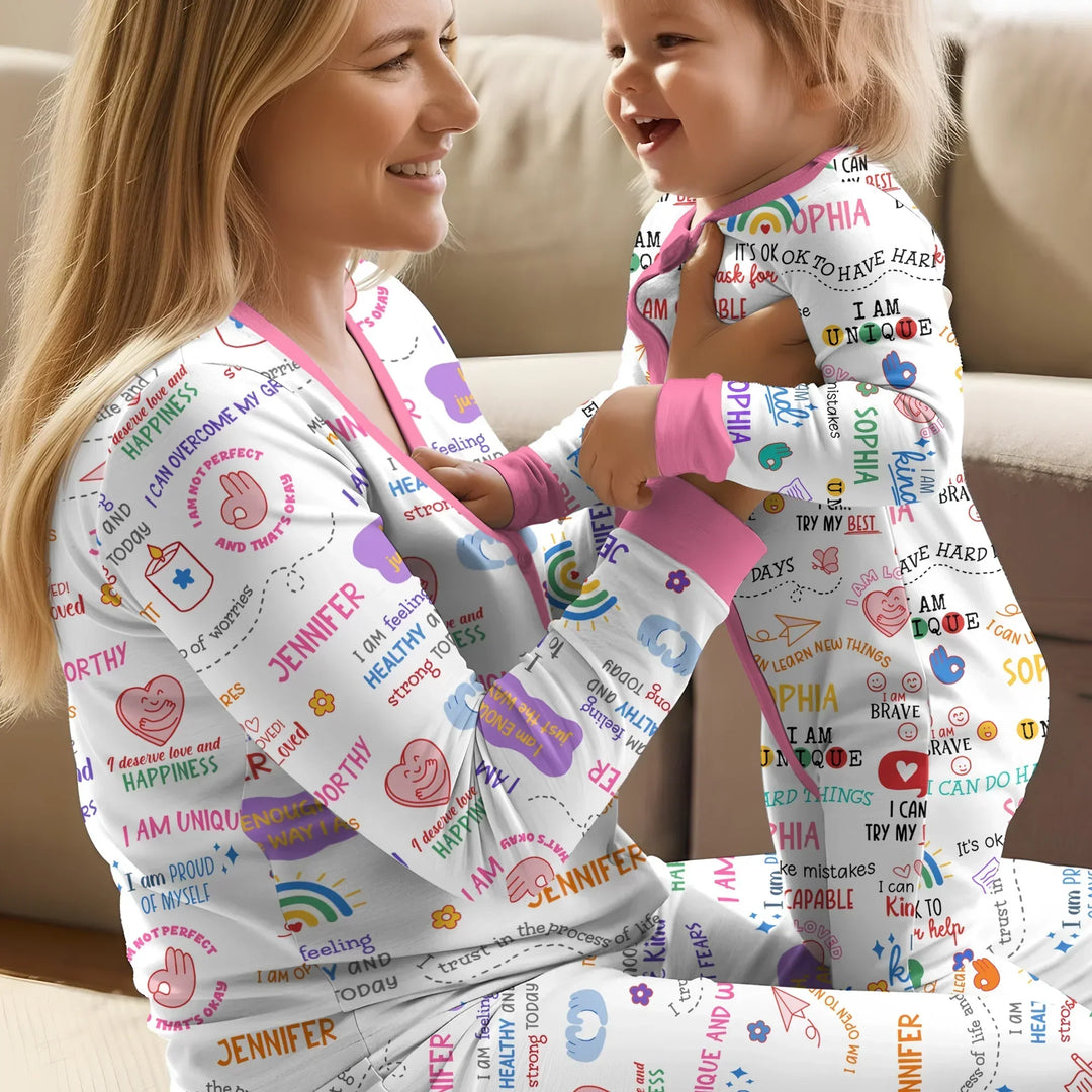 Daily Affirmations Matching Mommy & Baby Bamboo Convertible Zippy