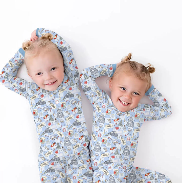 Christmas Train Bamboo Two Piece Long Sleeve Pajama Set