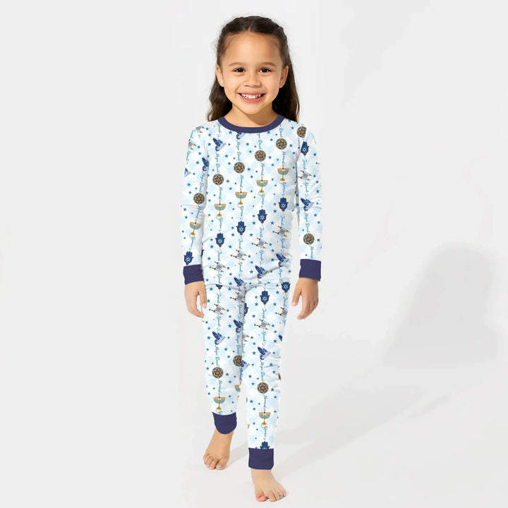 Hanukkah Festival Matching Family Bamboo Two Piece Long Sleeve Pajama Set