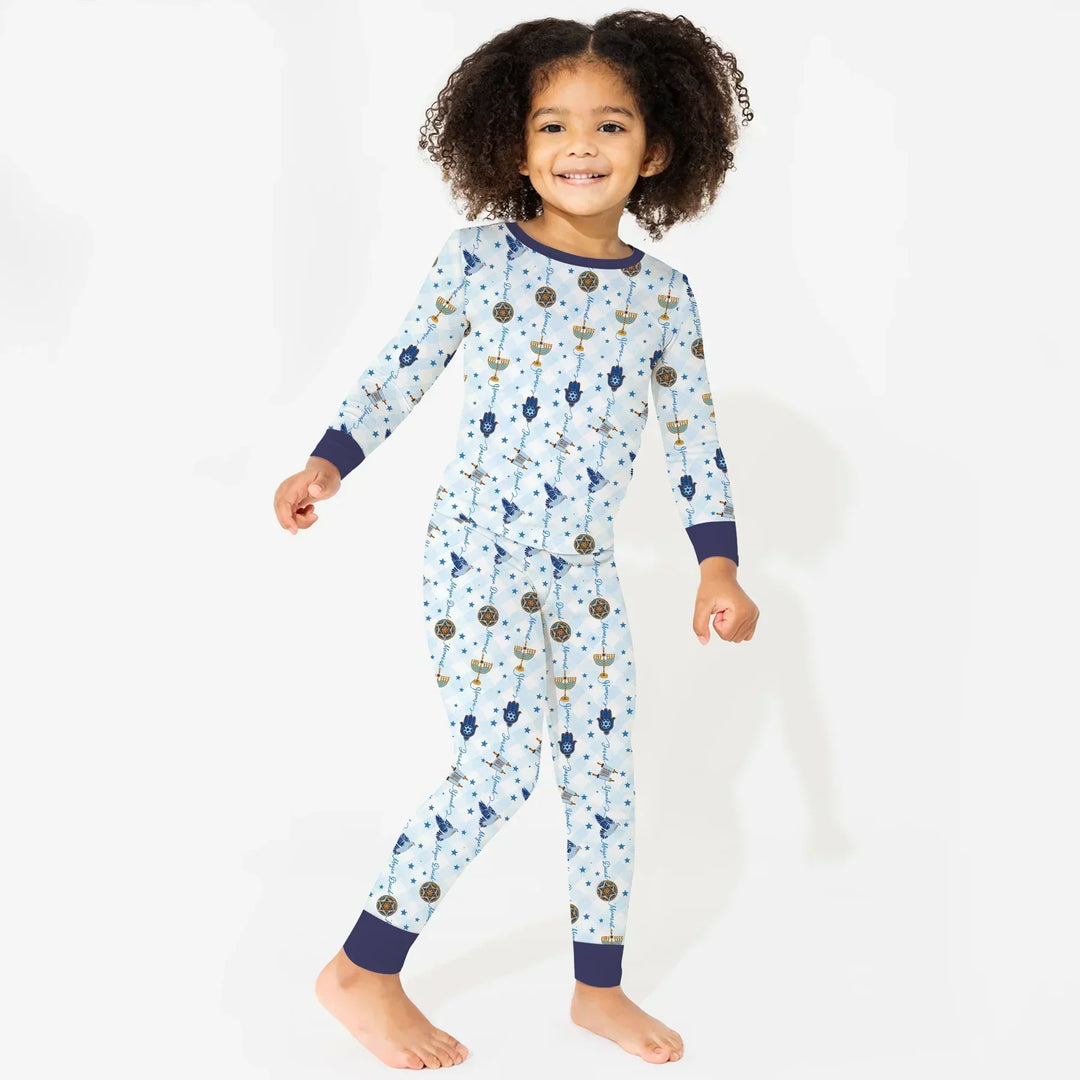 Hanukkah Festival Matching Family Bamboo Two Piece Long Sleeve Pajama Set