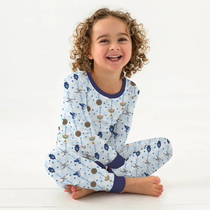 Hanukkah Festival Matching Family Bamboo Two Piece Long Sleeve Pajama Set
