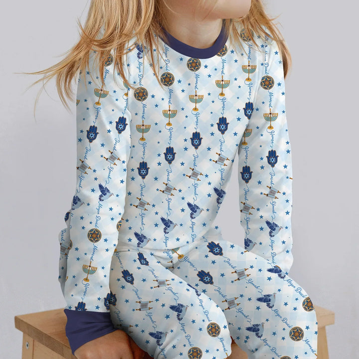 Hanukkah Festival Matching Family Bamboo Two Piece Long Sleeve Pajama Set