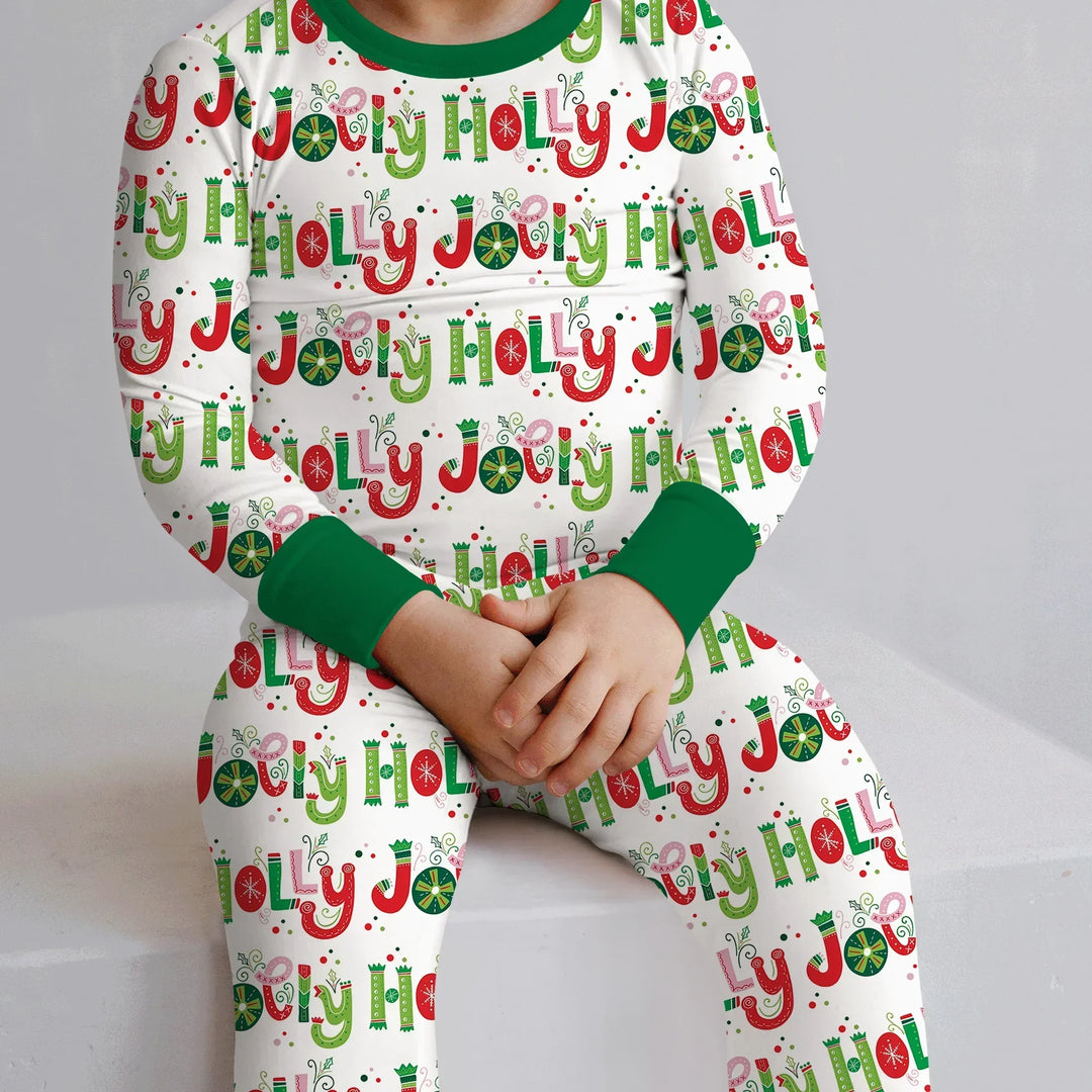 Holly Jolly Two Piece Long Sleeve Pajama Set , Holly Jolly Two Piece Long Sleeve Pajama Set - 12-18M / Red