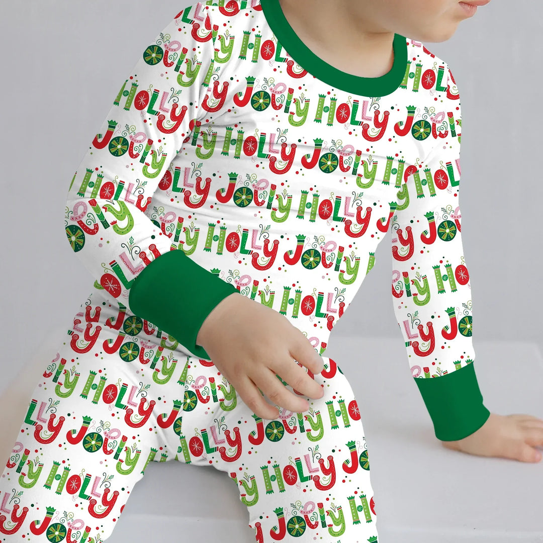 Holly Jolly Two Piece Long Sleeve Pajama Set , Holly Jolly Two Piece Long Sleeve Pajama Set - 12-18M / Red