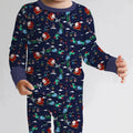 Dinosaurs Santa's sleigh Bamboo Two Piece Long Sleeve Pajama Set