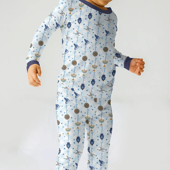 Hanukkah Festival Matching Family Bamboo Two Piece Long Sleeve Pajama Set